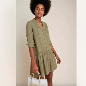 Anthropologie Maeve Katie Textured Utility Tunic Shirtdress Size 8